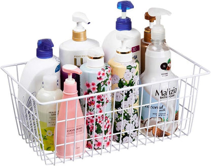 Freezer Baskets Wire Farmhouse Large Organizer Storage Bins Rack for Storage, Office, Bathroom, Pantry Organization with Handles-Set of 2, 15.7"