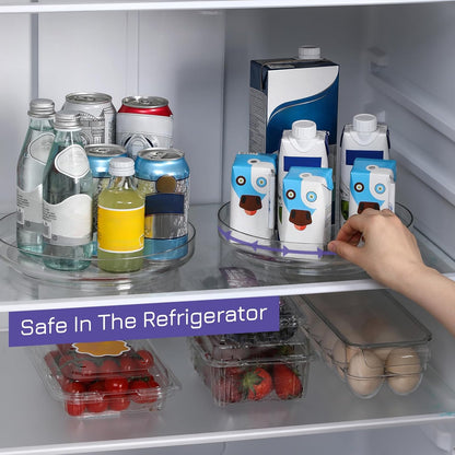 Set of 2 - 9-Inch Clear Acrylic Non-Skid Lazy Susan Turntable Organizers for Kitchen, Pantry, Refrigerator, Vanity, and Bathroom Storage