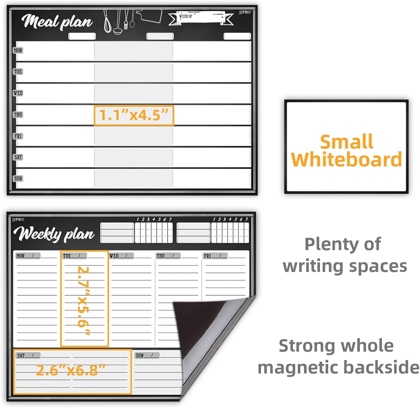 Magnetic Dry Erase Meal Planning Whiteboard for Refrigerator-Magnetic Weekly Planner for Fridge-One Bonus Notepad Whiteboard-Refrigerator Organizer with Weekly Planning Boards