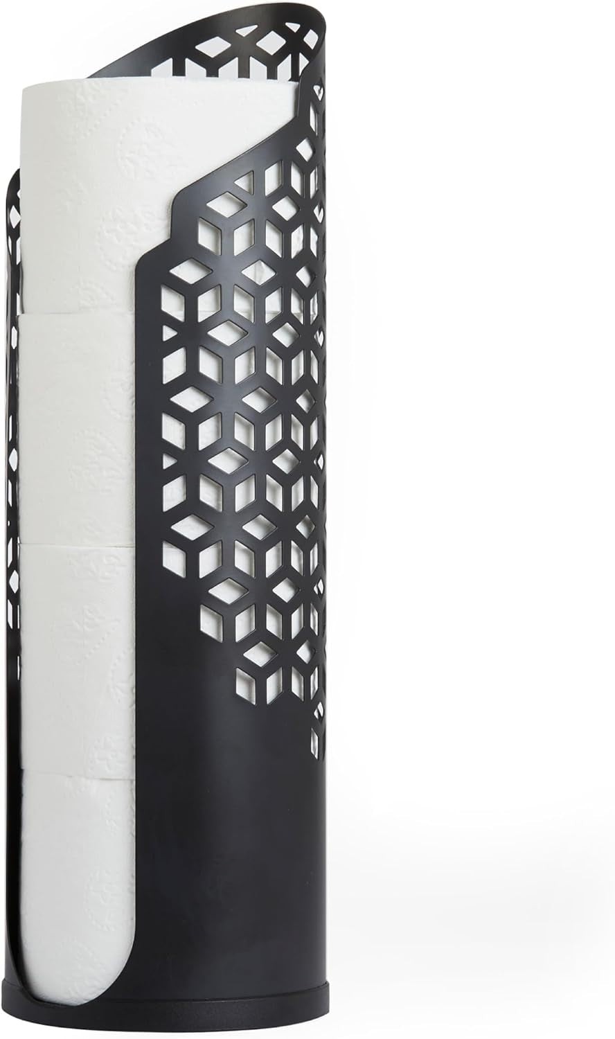 Rollo Hexacube: The Throne's Secret Stash - 4 Rolls of Softness in a Stylish Matte Black Fortress, No Tools Required for Your Bathroom's Royalty!