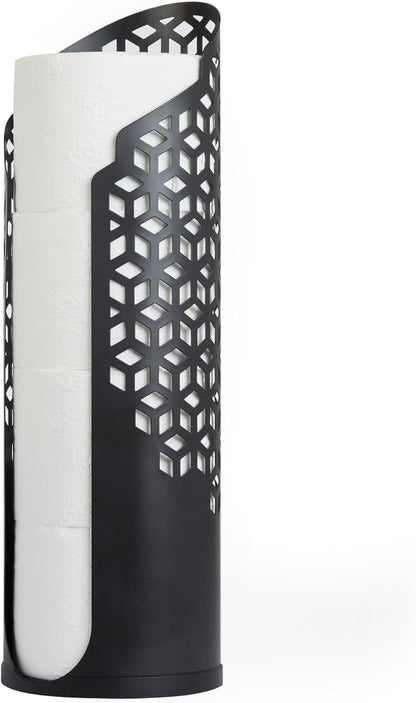 Rollo Hexacube: The Throne's Secret Stash - 4 Rolls of Softness in a Stylish Matte Black Fortress, No Tools Required for Your Bathroom's Royalty!