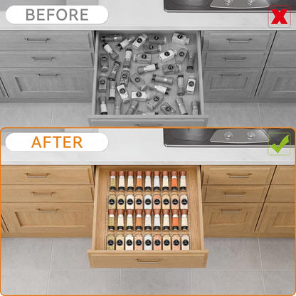 4 Pack Adjustable Spice Rack for Drawer- Expandable from 11" to 22" Expandable Spice Drawer Organizer 4 Tiers Acrylic Seasoning Organizer Rack,Clear Spice Rack Tray for Spices,Condiment (4)