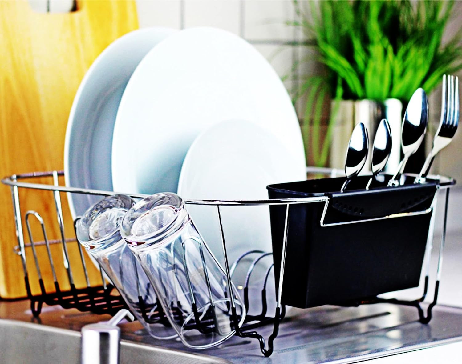 Deluxe Chrome-Plated Steel Small Dish Drainers (Black)
