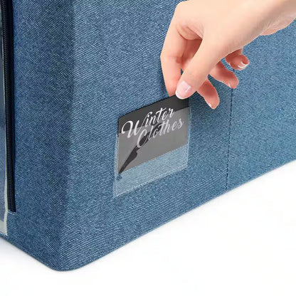 Jumbo Storage Bins, Organizers with Frame, Handles, and Window, Blue 24 In. X 14 In. Polyester Decorative Box Set of 4