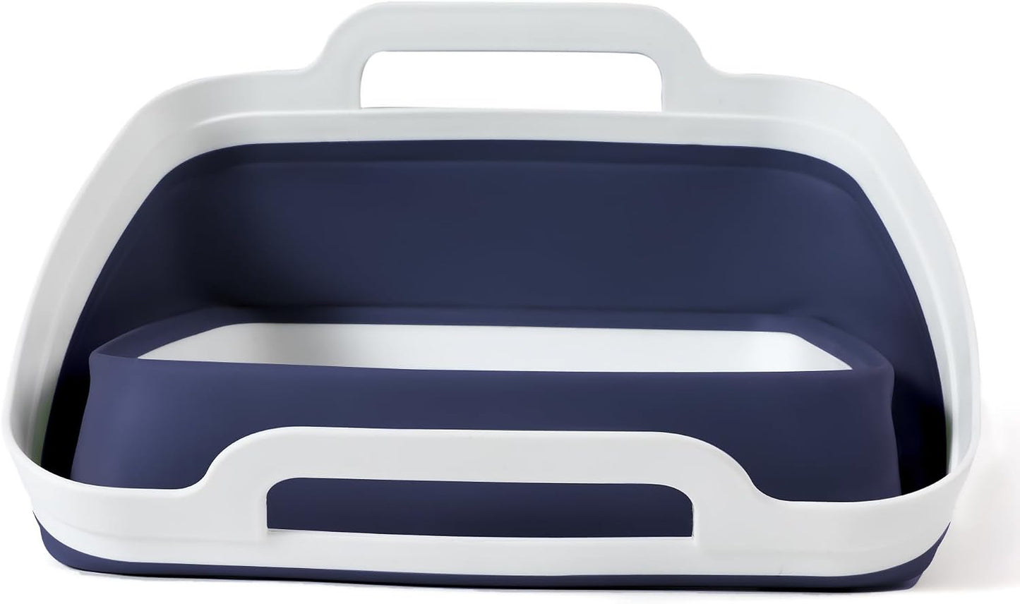 Collapsible Dish Basin with Drain Plug, Foldable Sink, 2.4 Gal (9L) | Space-Saving Wash Basin for Kitchen, Baby Bottles, Vegetable Washing, Camping, RV and Party Beverage Tubs