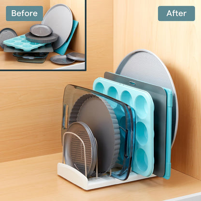 Storemore Bakeware Rack, Adjustable Dividers, Baking Pan Organizer