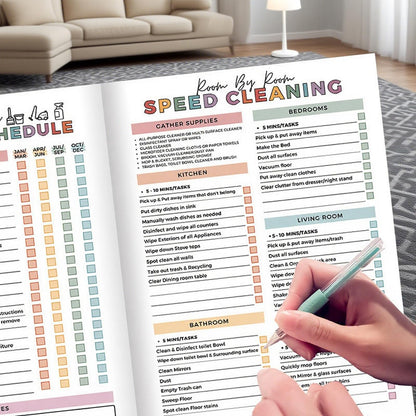 Adhd Cleaning Planner,Chore Chart for Adults, Cleaning Schedule and Checklist Organizer Cleaning Schedule and Checklist Notebook, Daily Weekly Monthly Schedule Household Cleaning Checklist Planner