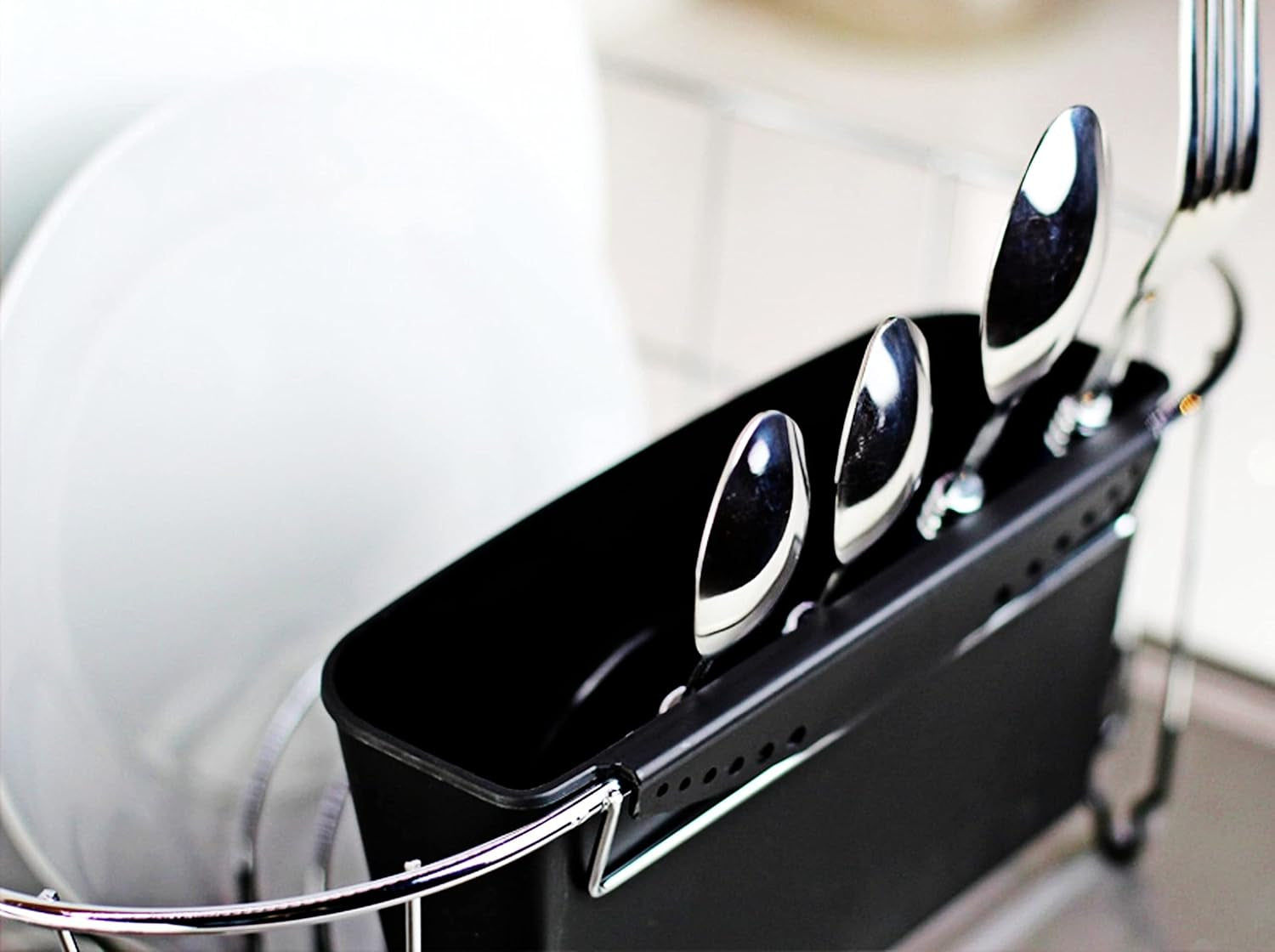 Deluxe Chrome-Plated Steel Small Dish Drainers (Black)