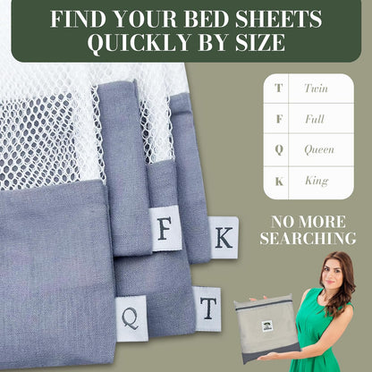 Sheet Sack - Bed Sheet Storage, Linen Closet Organization, Home Organization and Storage, 2 Pack (Queen)