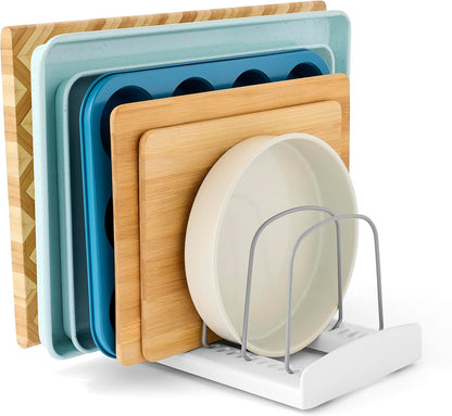 Storemore Bakeware Rack, Adjustable Dividers, Baking Pan Organizer