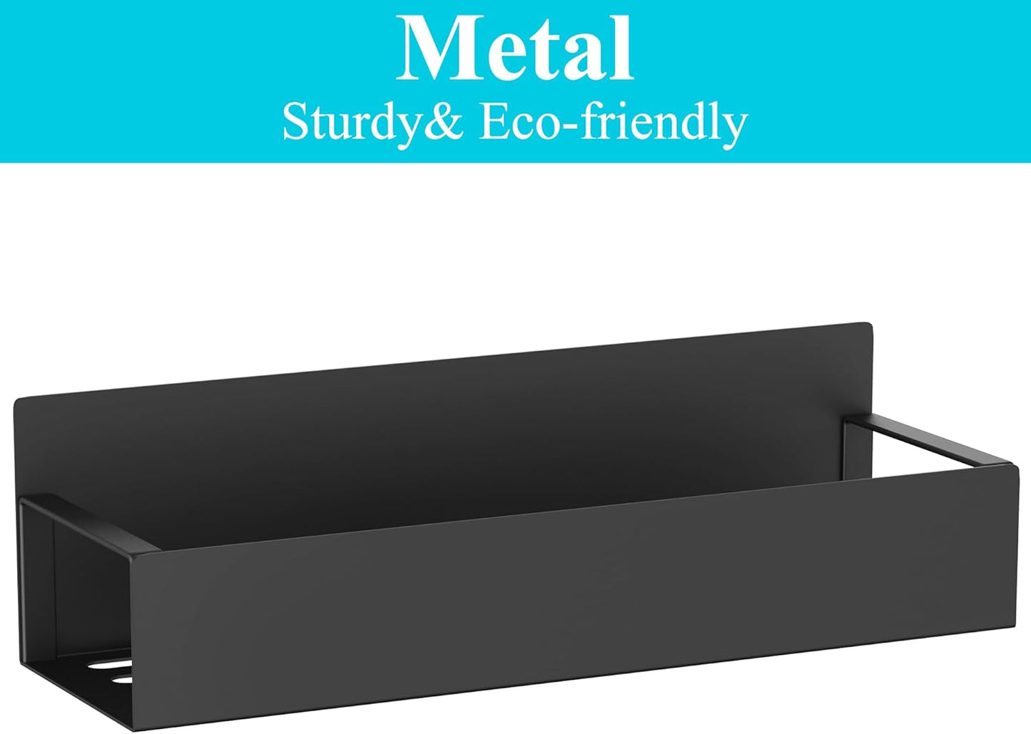 Metal Magnetic Spice Rack for Refrigerator Black, 4 Pack | Magnetic Shelves Heavy Duty for Fridge in Kitchen, Seasoning Storage Organizer, for Oven Washer and Dryer, for Heavier Items