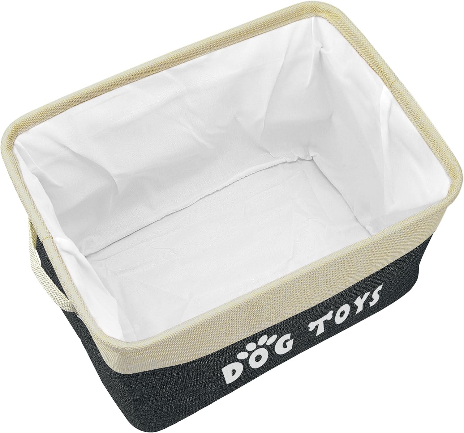 Dog Toy Basket, Large Collapsible, Black, M: 15"X11"X9" | Dog Toy Bin Box, Comfortable Handles, Large Pet Toy Storage Organizer, for Accessories, Toys, Coat & Clothing, Blanket Leash