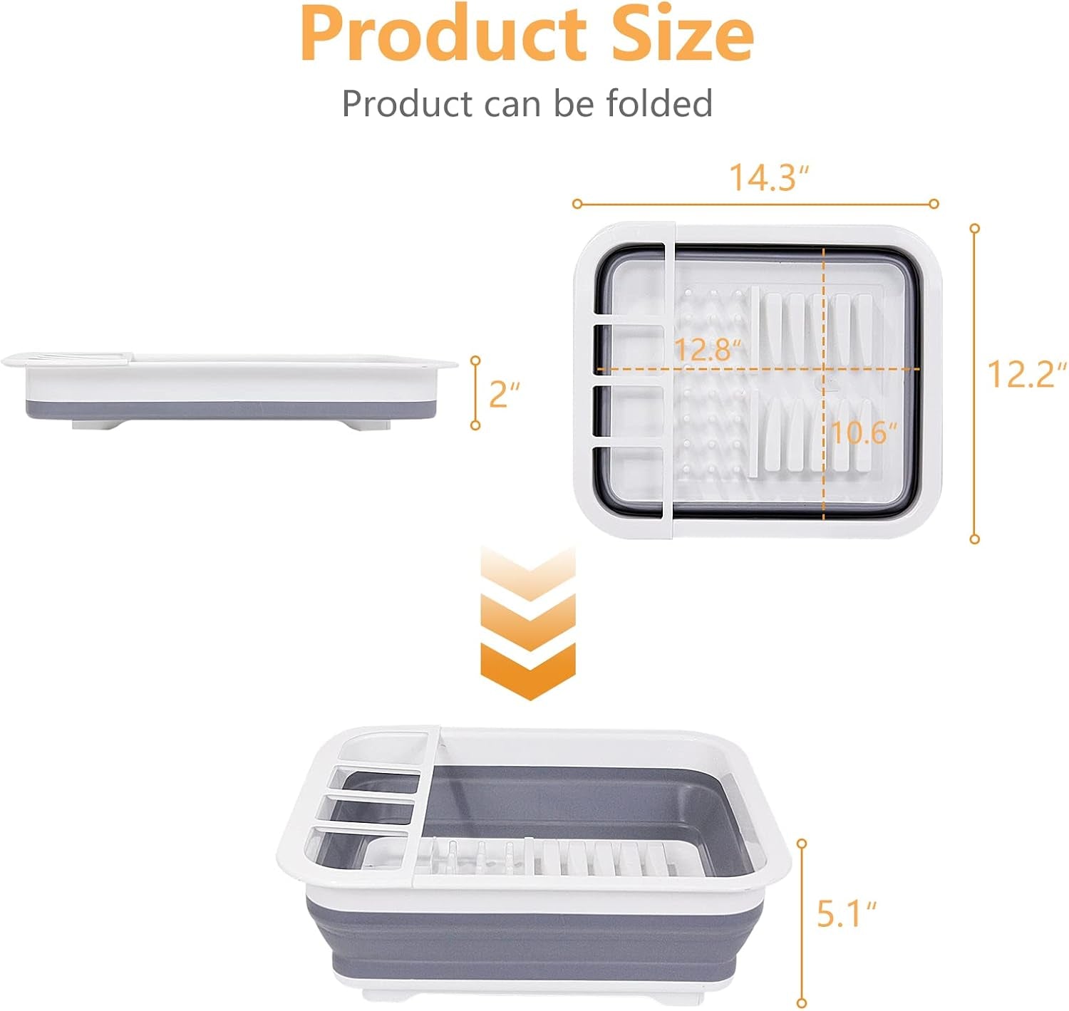 Collapsible Dish Drying Rack with Rotating Drain & Plug,Space-Saving Dish Drainers for Kitchen Counter, Portable Dish Rack over Sink Drying Dinnerware,Travel Trailer RV Camping Essentials