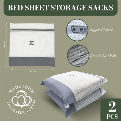 Sheet Sack - Bed Sheet Storage, Linen Closet Organization, Home Organization and Storage, 2 Pack (Queen)