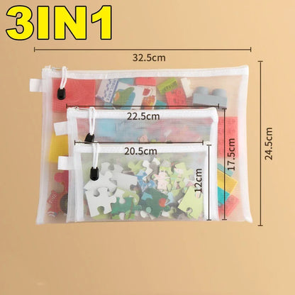 3/5/10Pcs Mesh Zipper File Bag Waterproof Moisture-Proof Zipper Folder Toy Storage Bag Storage Tools Cosmetic Organization Bag