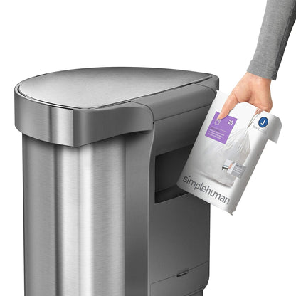 Simplehuman 45 Liter / 12 Gallon Semi-Round Automatic Sensor Trash Can, Brushed Stainless Steel