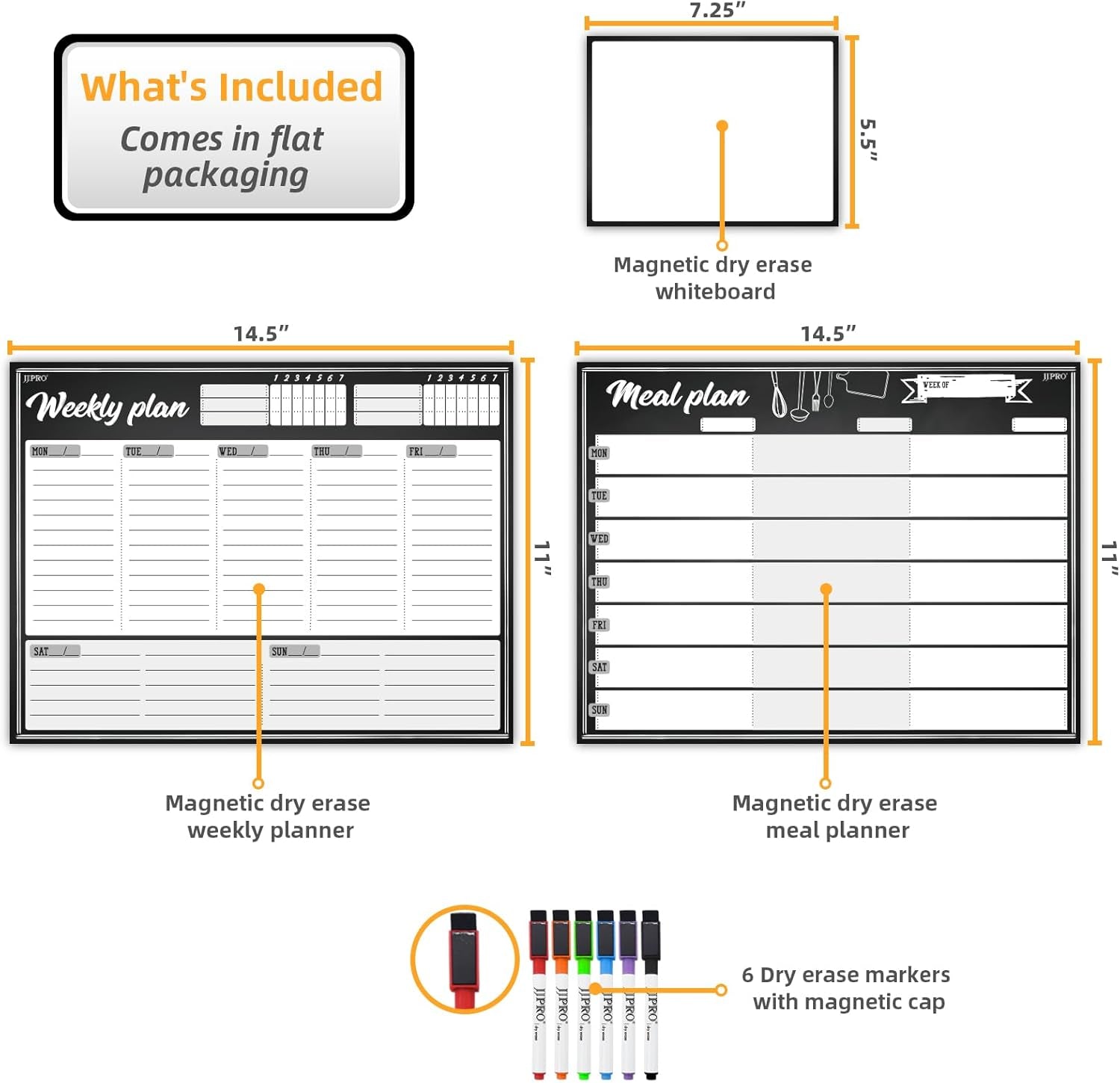 Magnetic Dry Erase Meal Planning Whiteboard for Refrigerator-Magnetic Weekly Planner for Fridge-One Bonus Notepad Whiteboard-Refrigerator Organizer with Weekly Planning Boards