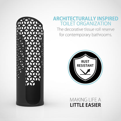 Rollo Hexacube: The Throne's Secret Stash - 4 Rolls of Softness in a Stylish Matte Black Fortress, No Tools Required for Your Bathroom's Royalty!