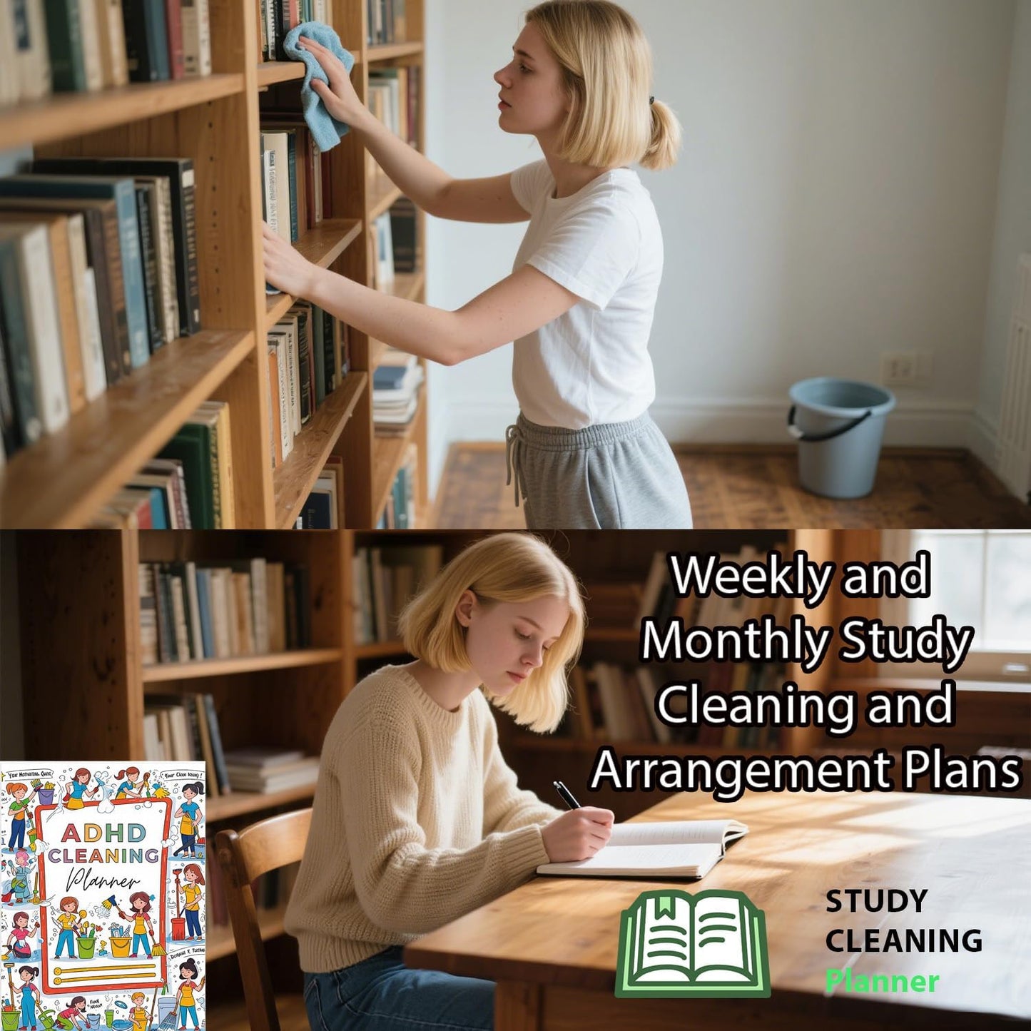 Adhd Cleaning Planner,Chore Chart for Adults, Cleaning Schedule and Checklist Organizer Cleaning Schedule and Checklist Notebook, Daily Weekly Monthly Schedule Household Cleaning Checklist Planner