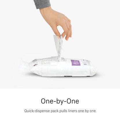 Simplehuman Code H 100 Count Custom Fit Liners, Drawstring Kitchen Trash Bags, One-By-One Mess-Free Dispense, Extra Thick & Double Seamed, 50% PCR Plastic, 30-35 Liter / 8-9 Gallon, White