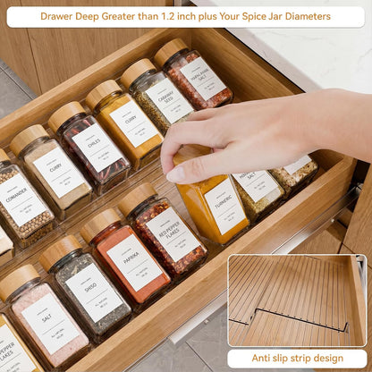 4 Pack Adjustable Spice Rack for Drawer- Expandable from 11" to 22" Expandable Spice Drawer Organizer 4 Tiers Acrylic Seasoning Organizer Rack,Clear Spice Rack Tray for Spices,Condiment (4)