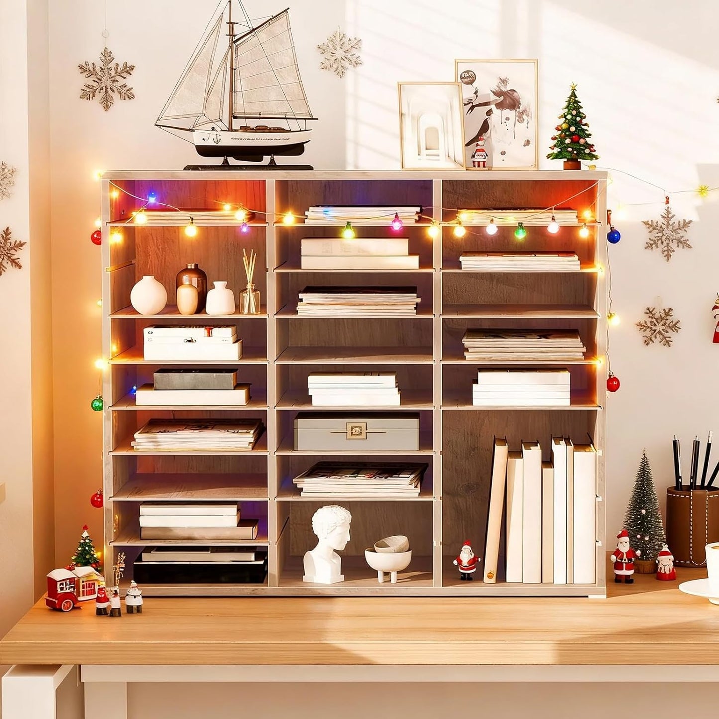 The Great Literature Tetris: 27-Slot Wooden Mail Jenga for Your Home, Office, or Classroom Chaos!