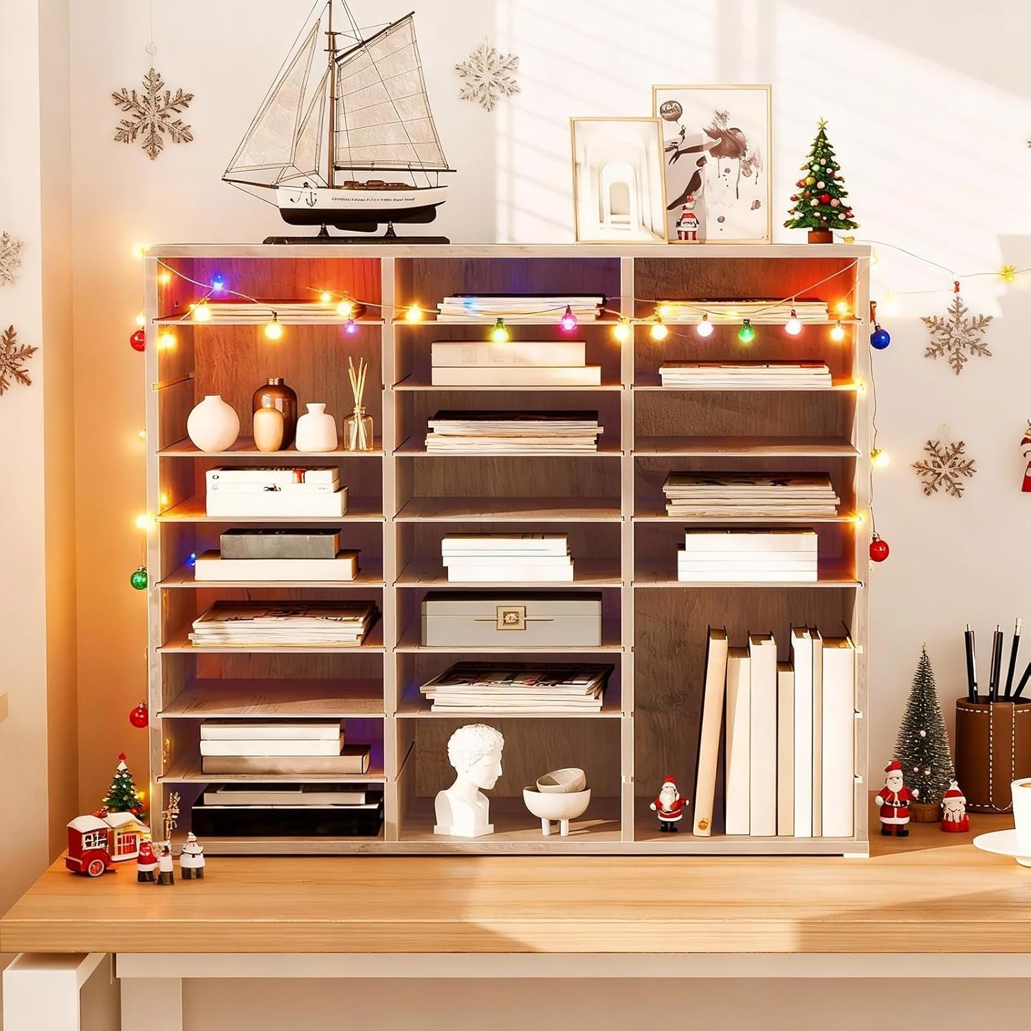 The Great Literature Tetris: 27-Slot Wooden Mail Jenga for Your Home, Office, or Classroom Chaos!