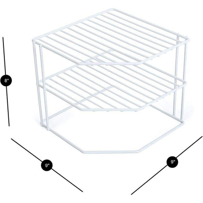 Maximize Your Kitchen Space with the Stylish 3-Tier White Corner Shelf Rack - 9 X 8 In.