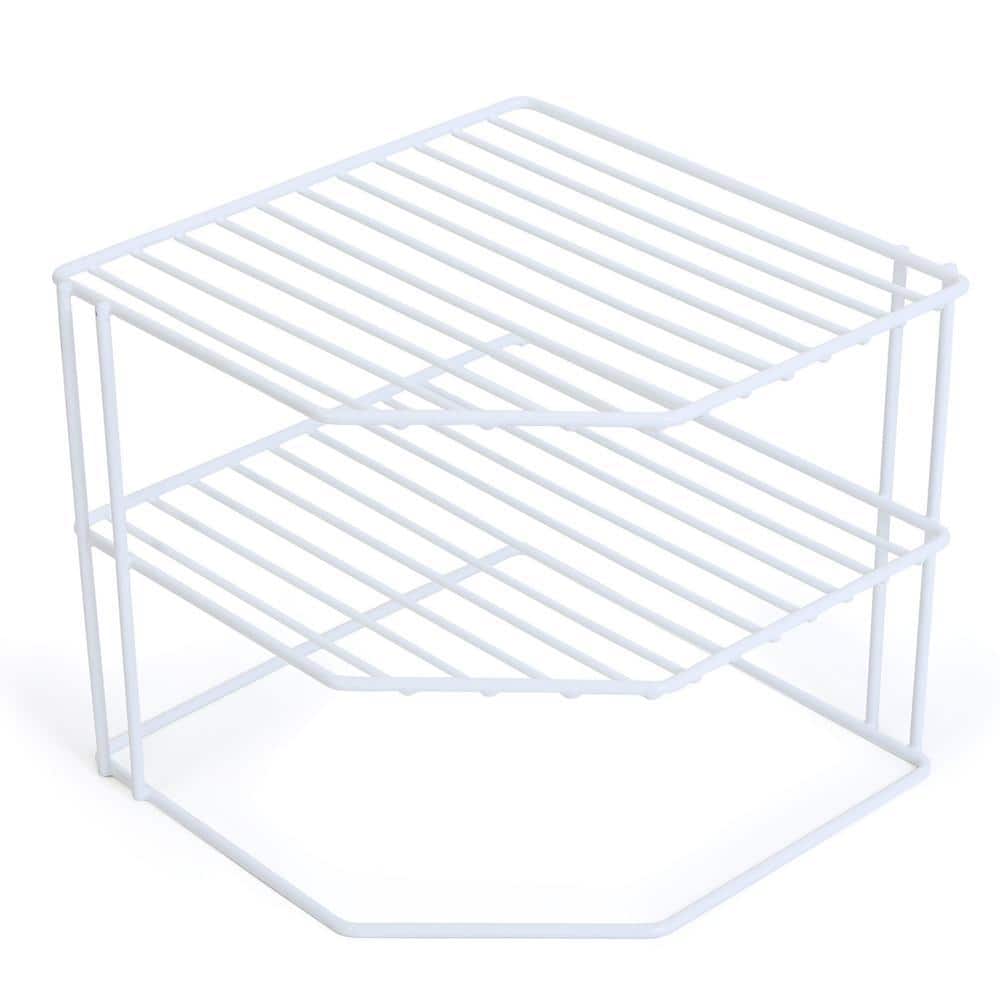 Maximize Your Kitchen Space with the Stylish 3-Tier White Corner Shelf Rack - 9 X 8 In.