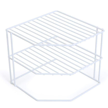 Maximize Your Kitchen Space with the Stylish 3-Tier White Corner Shelf Rack - 9 X 8 In.