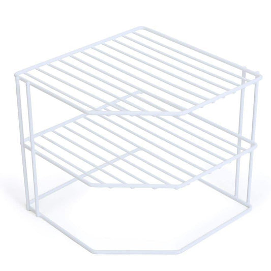 Maximize Your Kitchen Space with the Stylish 3-Tier White Corner Shelf Rack - 9 X 8 In.
