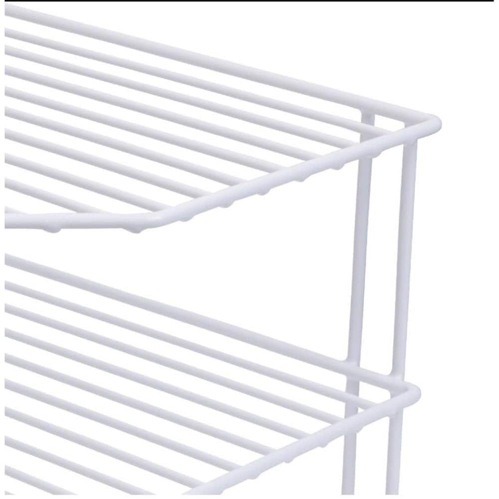Maximize Your Kitchen Space with the Stylish 3-Tier White Corner Shelf Rack - 9 X 8 In.